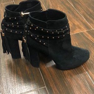 Black Booties with fringe and gold details